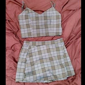 Love Tree Ragstock blue and white plaid set